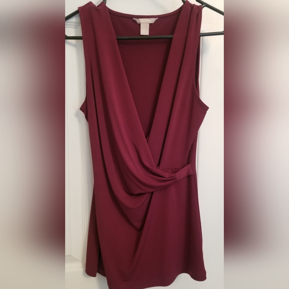 Banana Republic Rich Burgundy Sleeveless V-Neck Top
